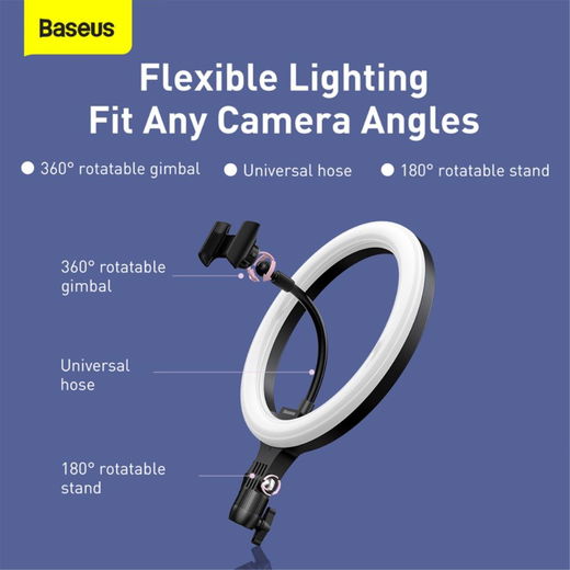 Baseus LED Ring Licht met Statief en Houder voor Smartphone afbeelding 17