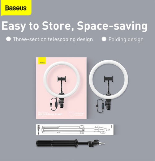 Baseus LED Ring Licht met Statief en Houder voor Smartphone afbeelding 3