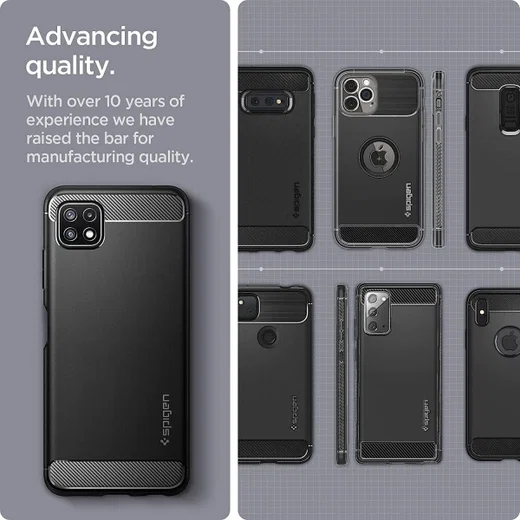 Spigen Rugged Armor Samsung Galaxy A22 5G Hoesje Back Cover Zwart afbeelding 6