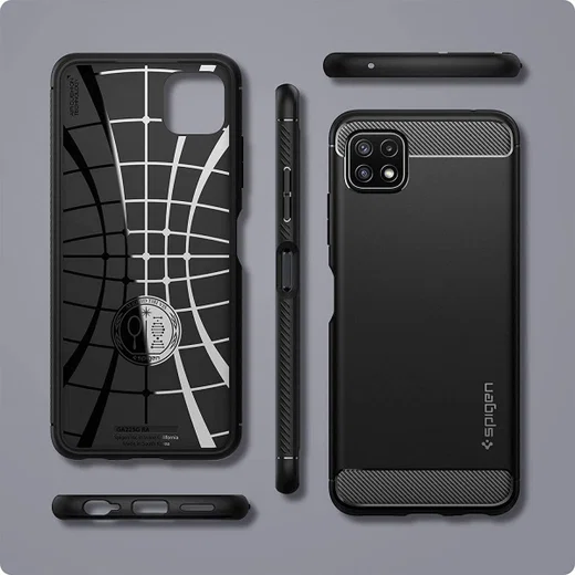 Spigen Rugged Armor Samsung Galaxy A22 5G Hoesje Back Cover Zwart afbeelding 7