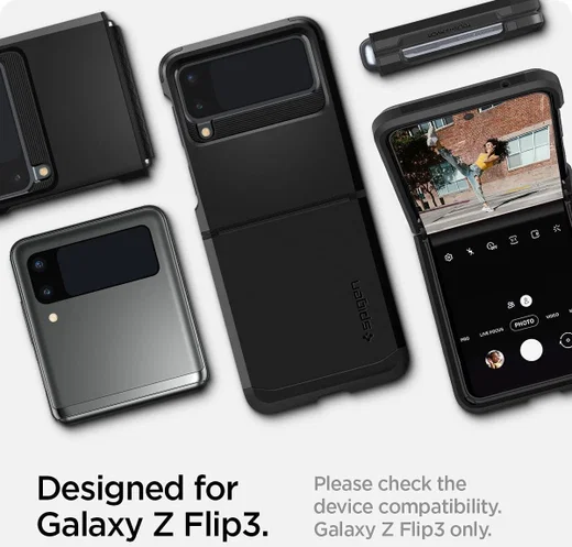Spigen Tough Armor Samsung Galaxy Z Flip 3 Hoesje Zwart afbeelding 8