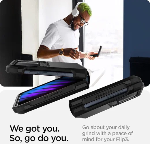 Spigen Tough Armor Samsung Galaxy Z Flip 3 Hoesje Zwart afbeelding 9