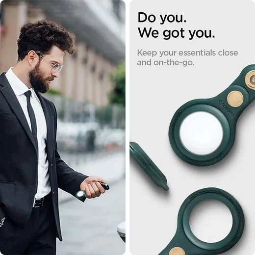 Spigen Valentinus Apple AirTag Sleutelhanger Kunstleer Hoesje Groen afbeelding 4