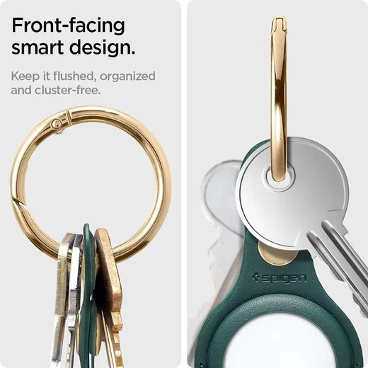 Spigen Valentinus Apple AirTag Sleutelhanger Kunstleer Hoesje Groen afbeelding 5