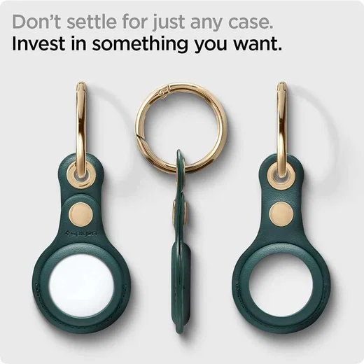 Spigen Valentinus Apple AirTag Sleutelhanger Kunstleer Hoesje Groen afbeelding 7