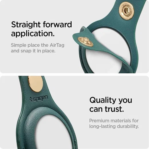 Spigen Valentinus Apple AirTag Sleutelhanger Kunstleer Hoesje Groen afbeelding 9