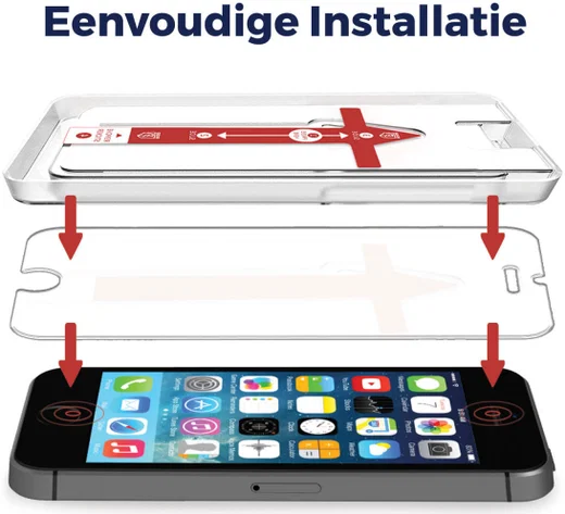 Rosso Apple iPhone SE / 5 / 5S Tempered Glass met Installatietray afbeelding 2