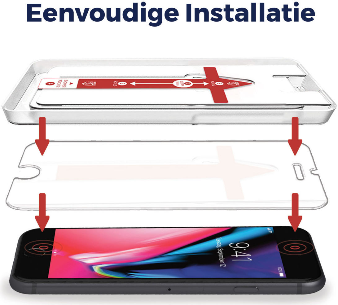 Rosso iPhone 6(S) / 7 / 8 Plus Tempered Glass met Installatietray afbeelding 2
