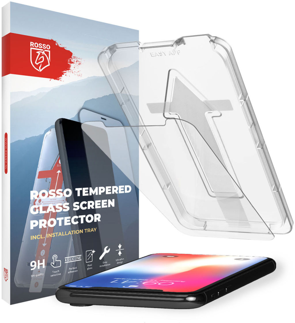 Rosso iPhone X / XS Tempered Glass met Installatietray Case Friendly afbeelding 1