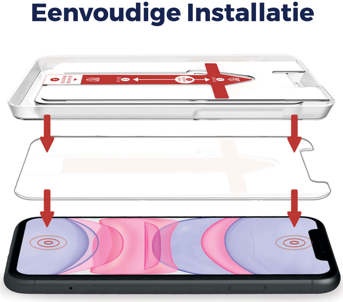 Rosso iPhone XR / 11 Tempered Glass met Installatietray Case Friendly afbeelding 2