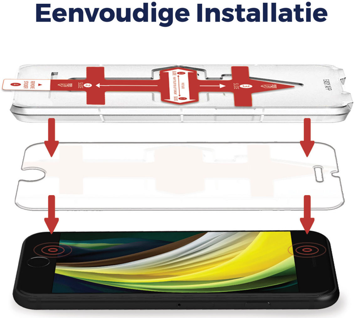 Rosso Apple iPhone SE 2020 / 2022 Tempered Glass met Installatietray afbeelding 2