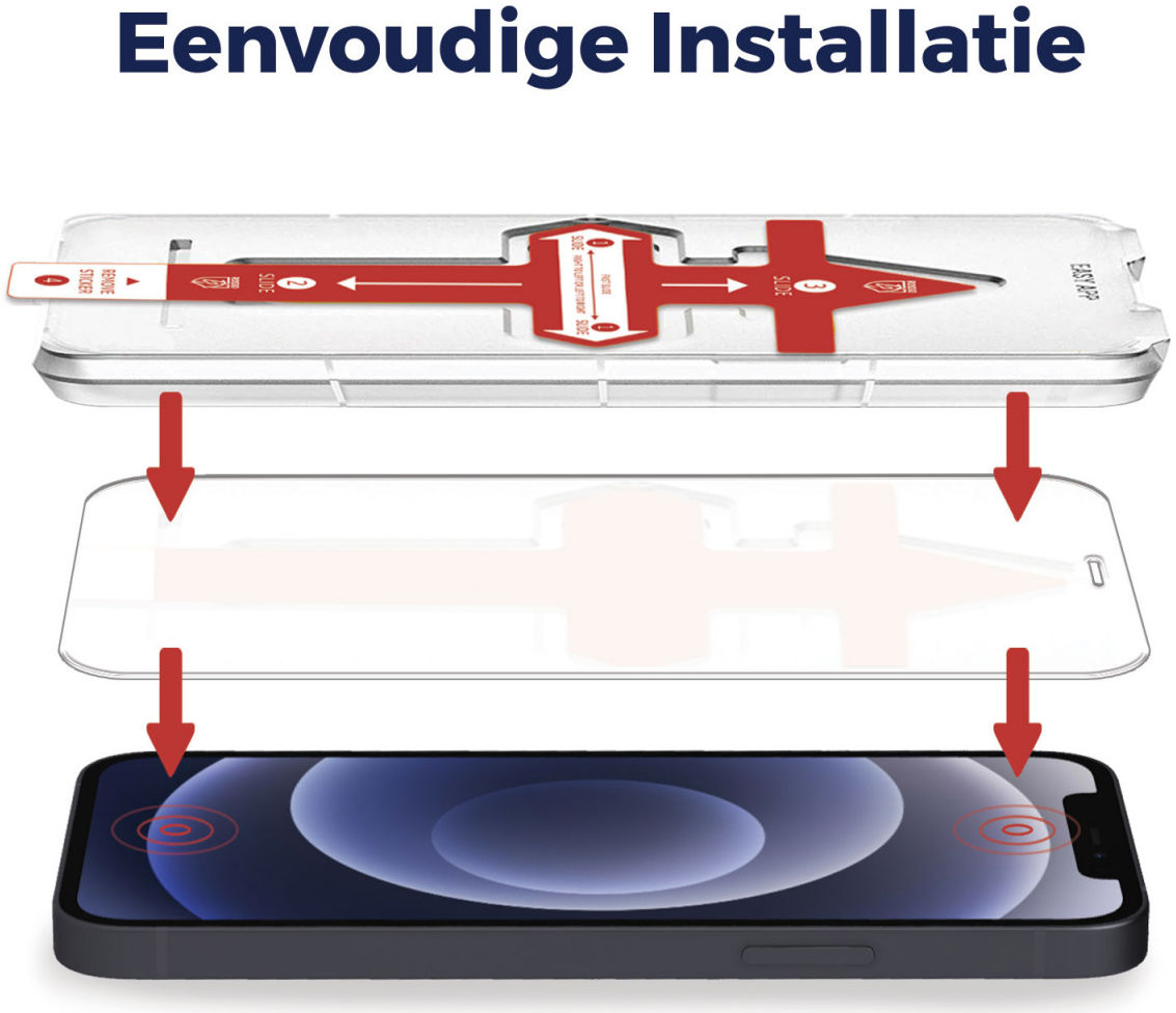 Rosso Apple iPhone 12 / 12 Pro Tempered Glass met Installatietray afbeelding 2