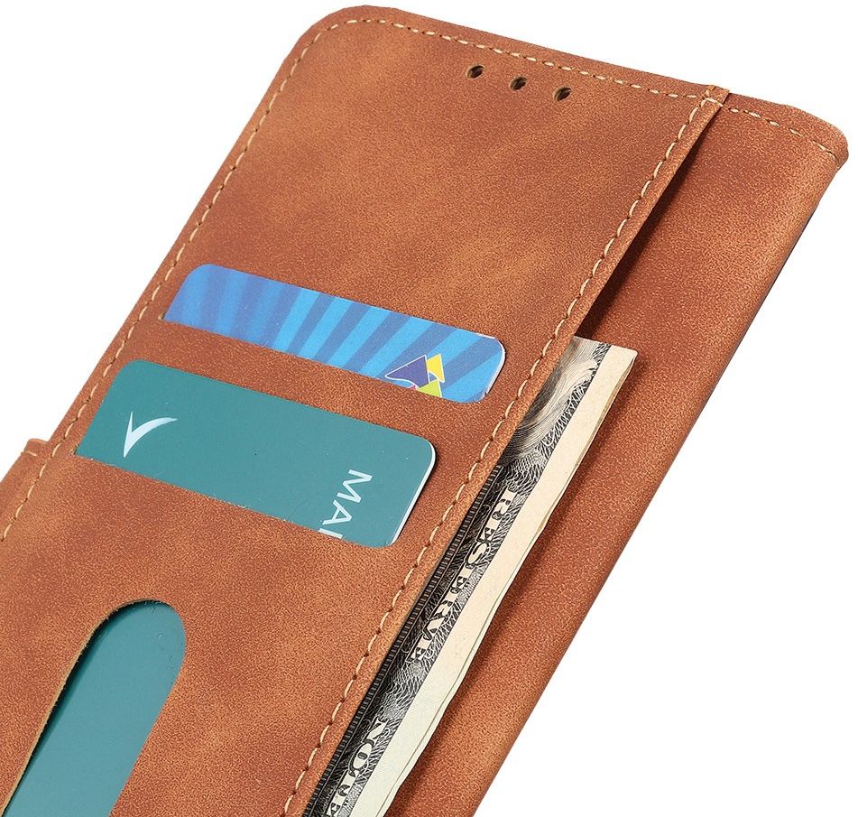 KHAZNEH Motorola Moto G50 Hoesje Retro Wallet Book Case Bruin afbeelding 5