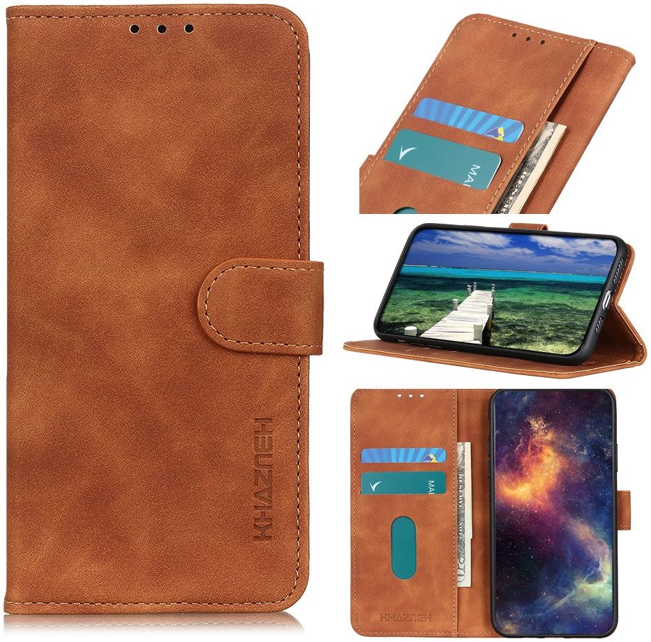 KHAZNEH Motorola Moto G50 Hoesje Retro Wallet Book Case Bruin afbeelding 9
