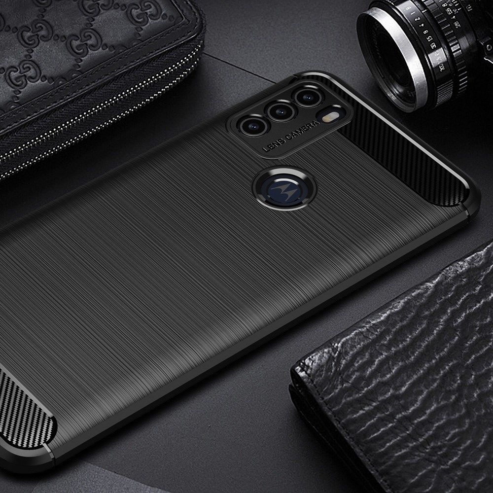 Motorola Moto G50 Hoesje Geborsteld TPU Flexibele Back Cover Zwart afbeelding 3