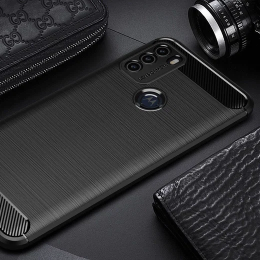Motorola Moto G50 Hoesje Geborsteld TPU Flexibele Back Cover Zwart afbeelding 3