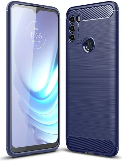 Motorola Moto G50 Hoesje Geborsteld TPU Flexibele Back Cover Blauw afbeelding 4