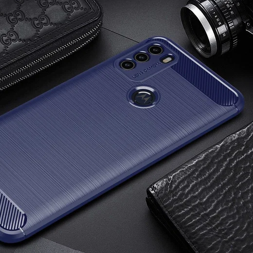 Motorola Moto G50 Hoesje Geborsteld TPU Flexibele Back Cover Blauw afbeelding 3
