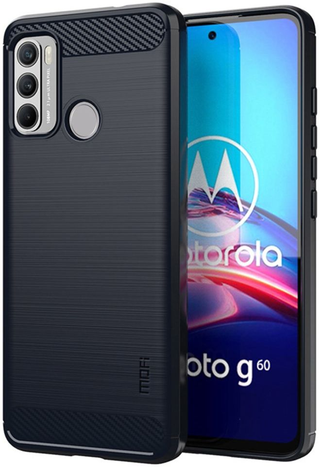 MOFI Motorola Moto G60 Hoesje Geborsteld TPU Back Cover Blauw afbeelding 1