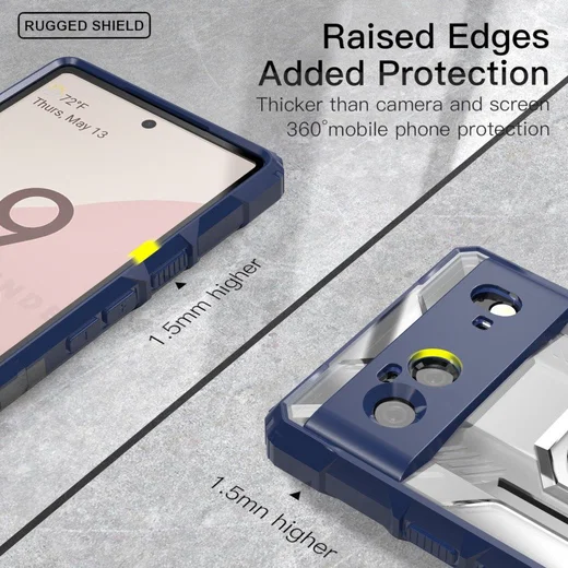Google Pixel 6 Hoesje Hybride Kickstand Back Cover Blauw afbeelding 3