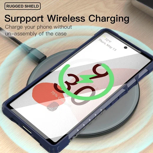 Google Pixel 6 Hoesje Hybride Kickstand Back Cover Blauw afbeelding 6