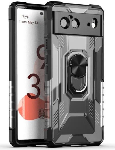 Google Pixel 6 Hoesje Hybride Kickstand Back Cover Zwart afbeelding 1