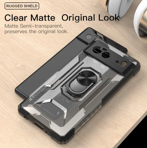 Google Pixel 6 Hoesje Hybride Kickstand Back Cover Zwart afbeelding 2