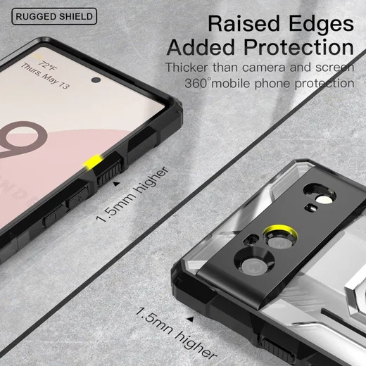 Google Pixel 6 Hoesje Hybride Kickstand Back Cover Zwart afbeelding 3
