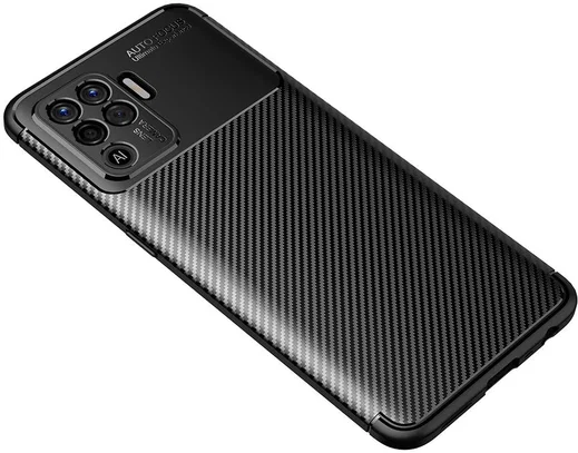 Oppo A94 Hoesje Siliconen Carbon TPU Back Cover Zwart afbeelding 11