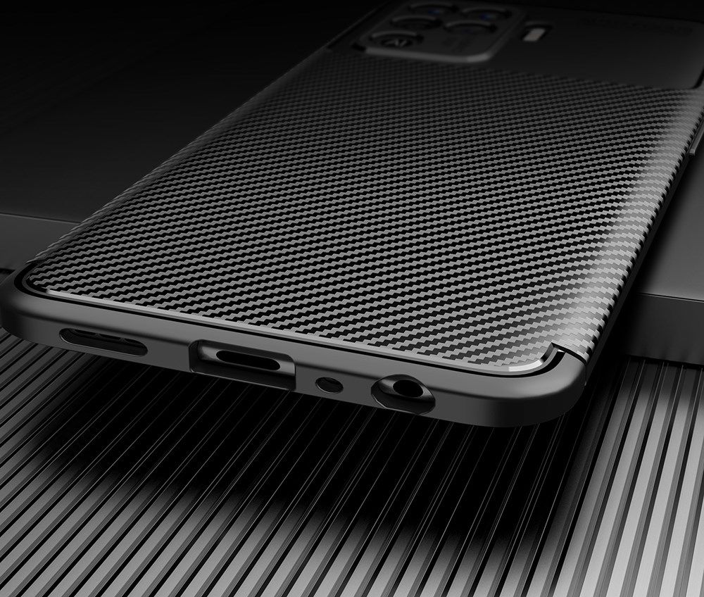 Oppo A94 Hoesje Siliconen Carbon TPU Back Cover Zwart afbeelding 7