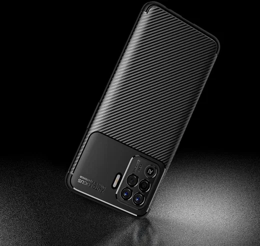 Oppo A94 Hoesje Siliconen Carbon TPU Back Cover Zwart afbeelding 10
