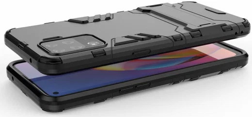 Oppo A94 Hoesje Shock Proof Hybride Back Cover met Kickstand Zwart afbeelding 5