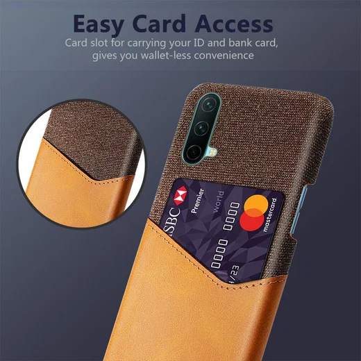OnePlus Nord CE 5G Hoesje met Kaartsleuf Back Cover Bruin afbeelding 2