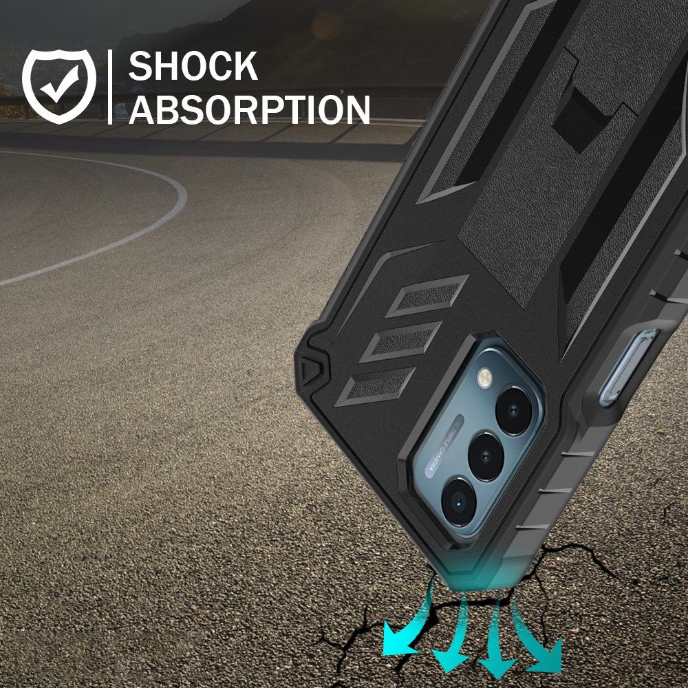 Oppo A54 5G / A74 5G Hoesje Hybride Back Cover met Kickstand Zwart afbeelding 4