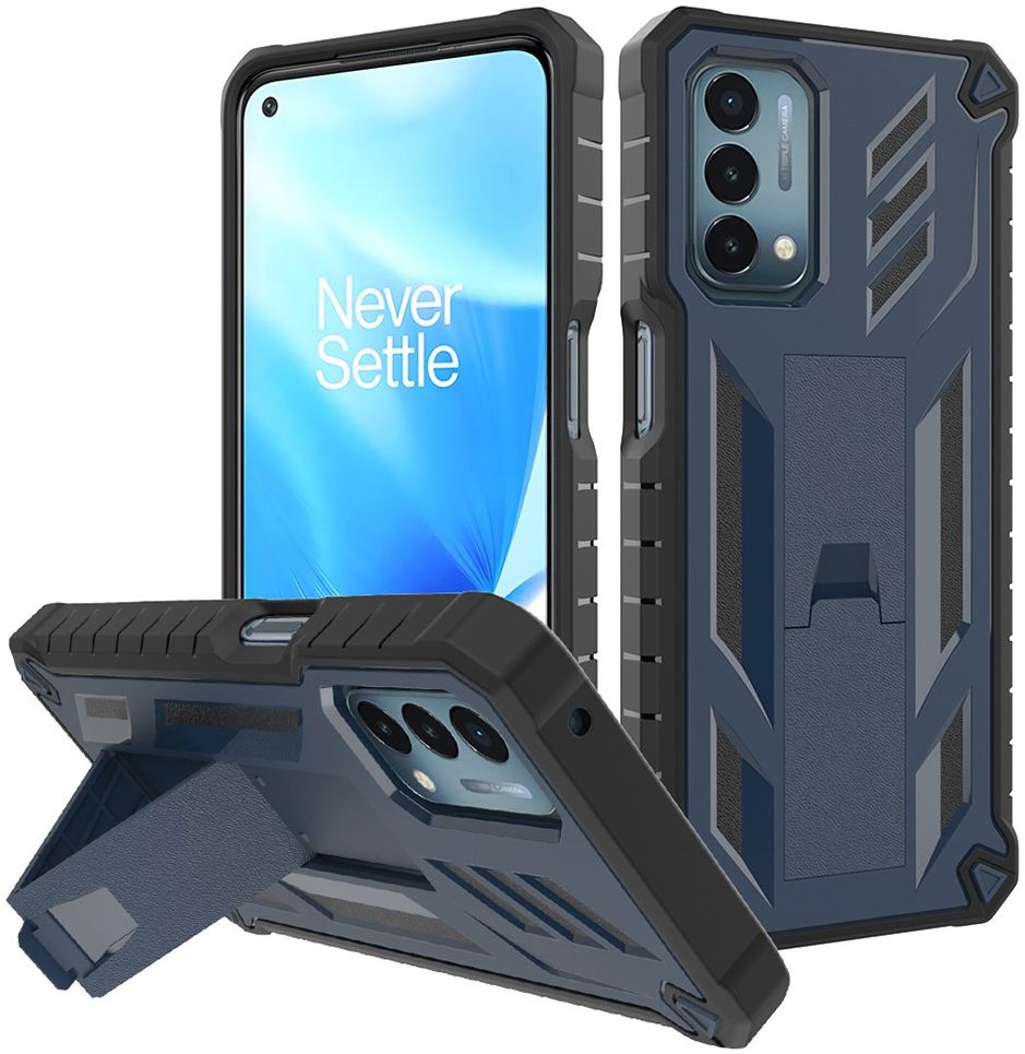 Oppo A54 5G / A74 5G Hoesje Hybride Back Cover met Kickstand Blauw afbeelding 1