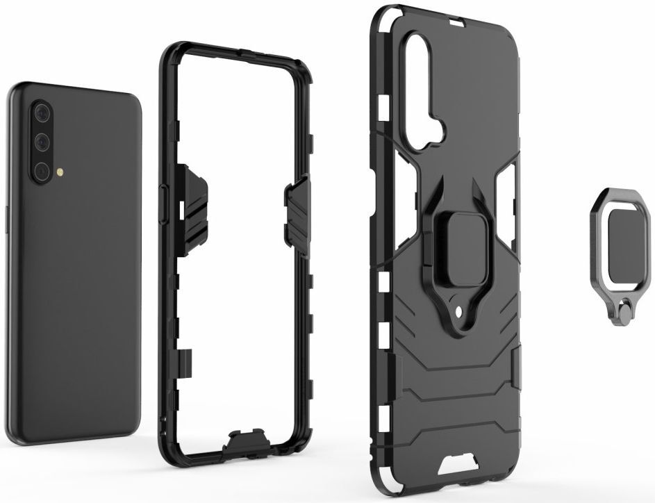 OnePlus Nord CE 5G Hoesje met Metalen Magnetische Ring Kickstand Zwart afbeelding 9