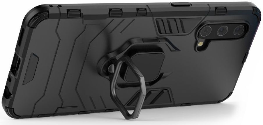 OnePlus Nord CE 5G Hoesje met Metalen Magnetische Ring Kickstand Zwart afbeelding 3