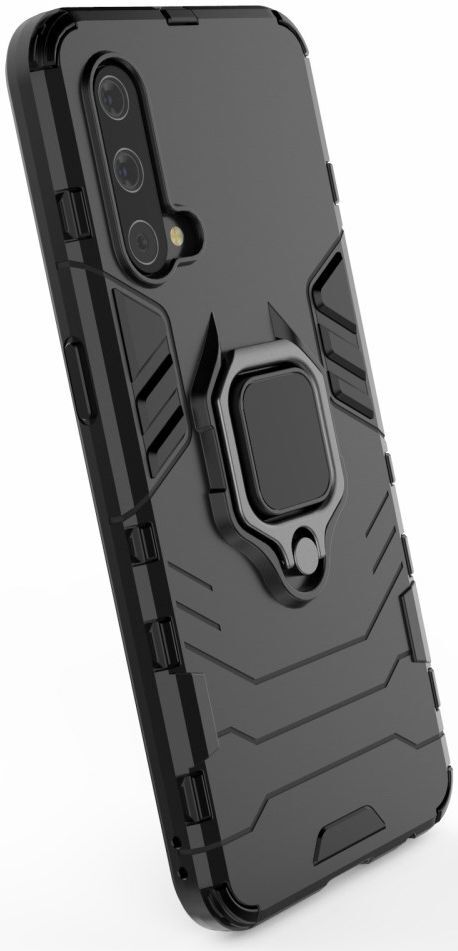 OnePlus Nord CE 5G Hoesje met Metalen Magnetische Ring Kickstand Zwart afbeelding 5