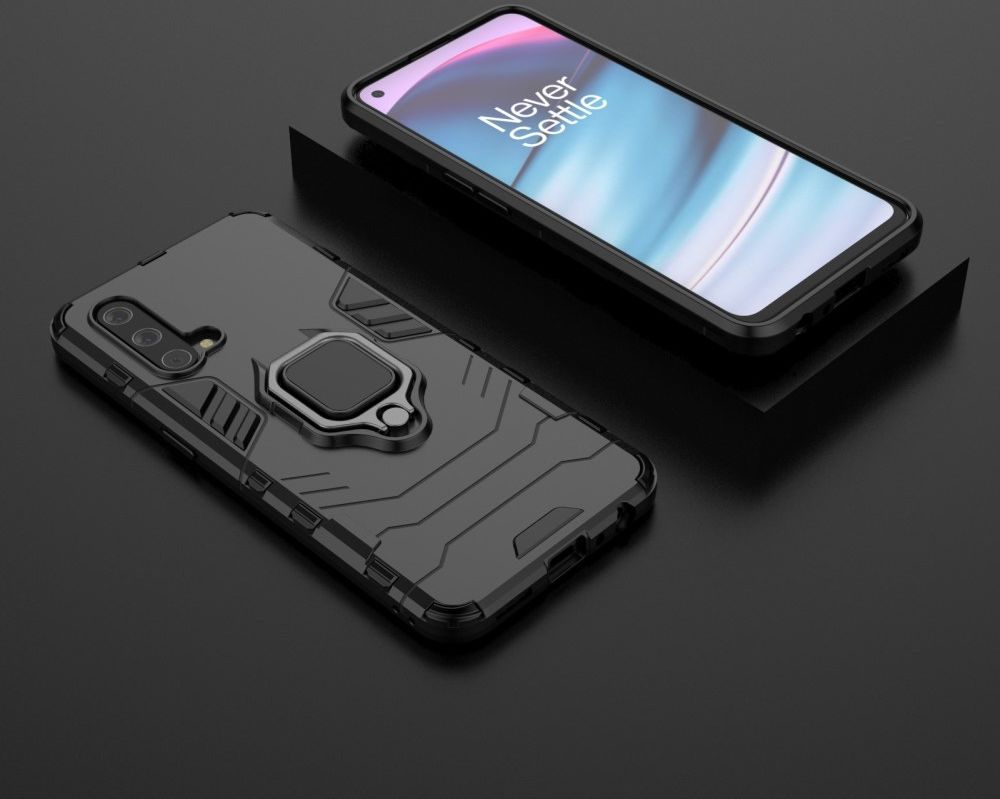 OnePlus Nord CE 5G Hoesje met Metalen Magnetische Ring Kickstand Zwart afbeelding 6