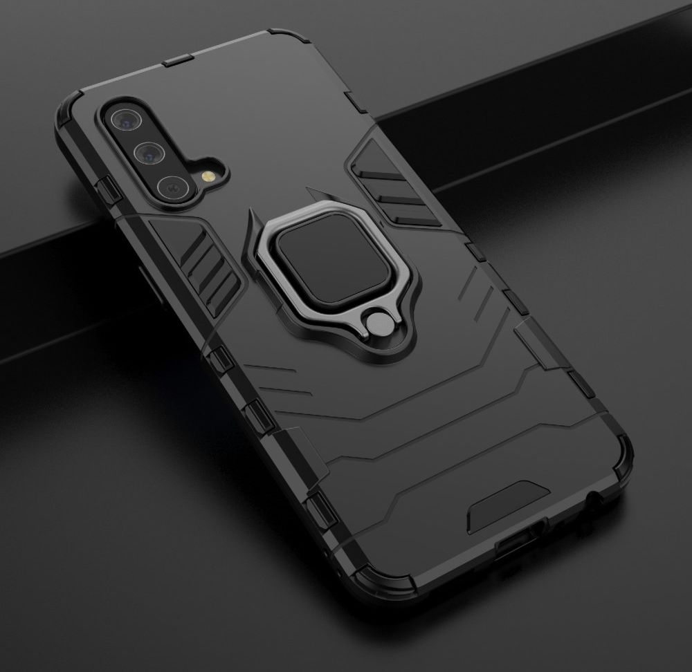 OnePlus Nord CE 5G Hoesje met Metalen Magnetische Ring Kickstand Zwart afbeelding 7