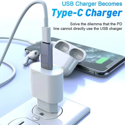 Universele USB-A naar USB-C Adapter On The Go Converter Grijs afbeelding 3
