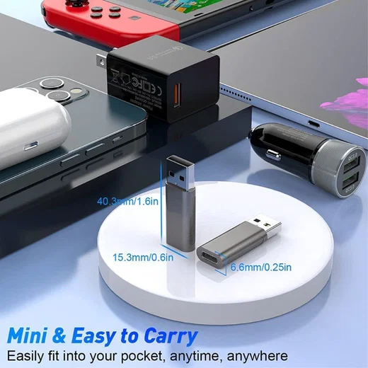 Universele USB-A naar USB-C Adapter On The Go Converter Grijs afbeelding 7
