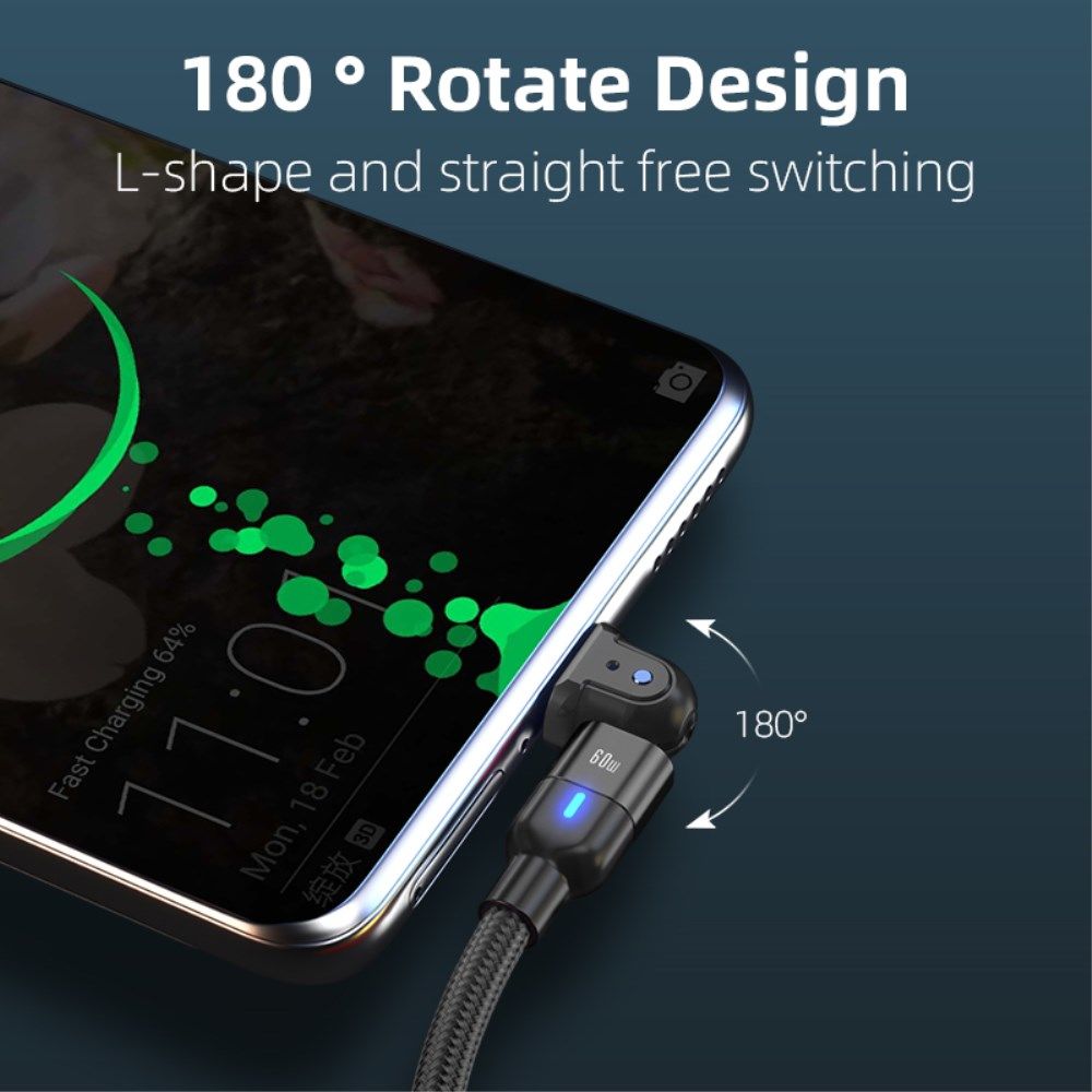 2-in-1 USB-A / USB-C naar USB-C Kabel 60W Power Delivery 2M Paars afbeelding 6