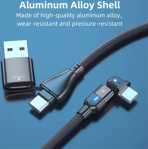 2-in-1 USB-A / USB-C naar USB-C Kabel 60W Power Delivery 2M Paars afbeelding 9