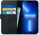 Rosso Deluxe Apple iPhone 13 Pro Hoesje Echt Leer Book Case Zwart afbeelding 1