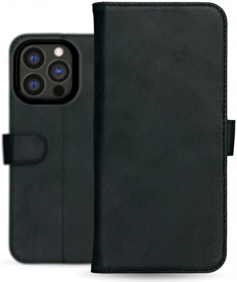 Rosso Deluxe Apple iPhone 13 Pro Hoesje Echt Leer Book Case Zwart afbeelding 12
