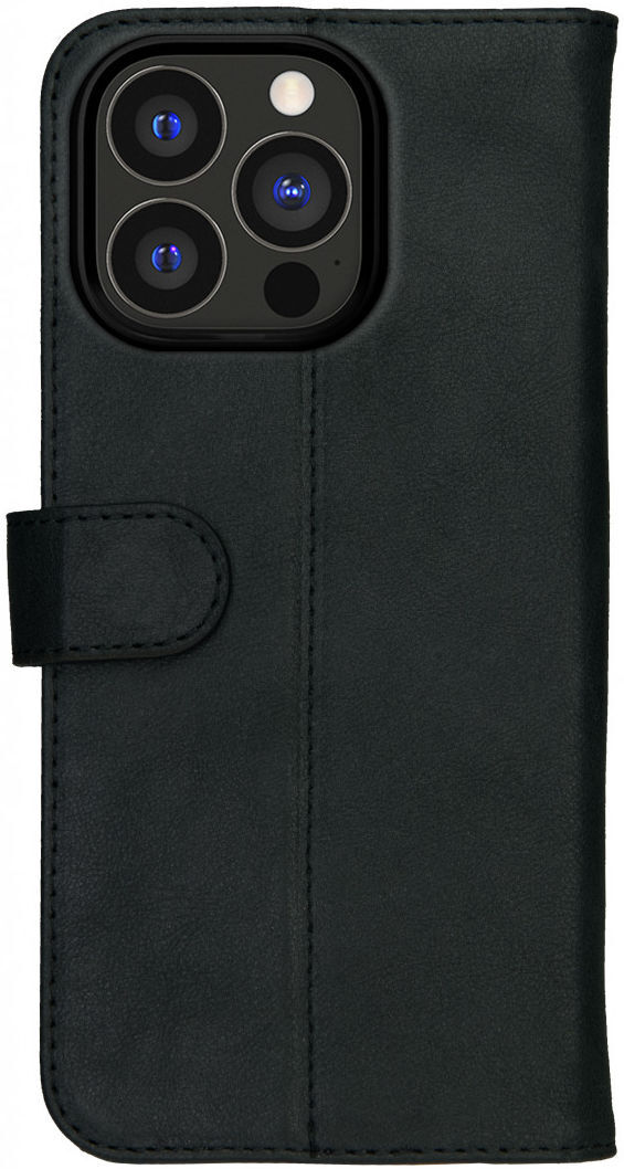Rosso Deluxe Apple iPhone 13 Pro Hoesje Echt Leer Book Case Zwart afbeelding 10