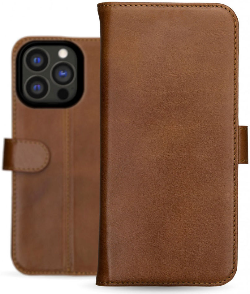 Rosso Deluxe Apple iPhone 13 Pro Hoesje Echt Leer Book Case Bruin afbeelding 12