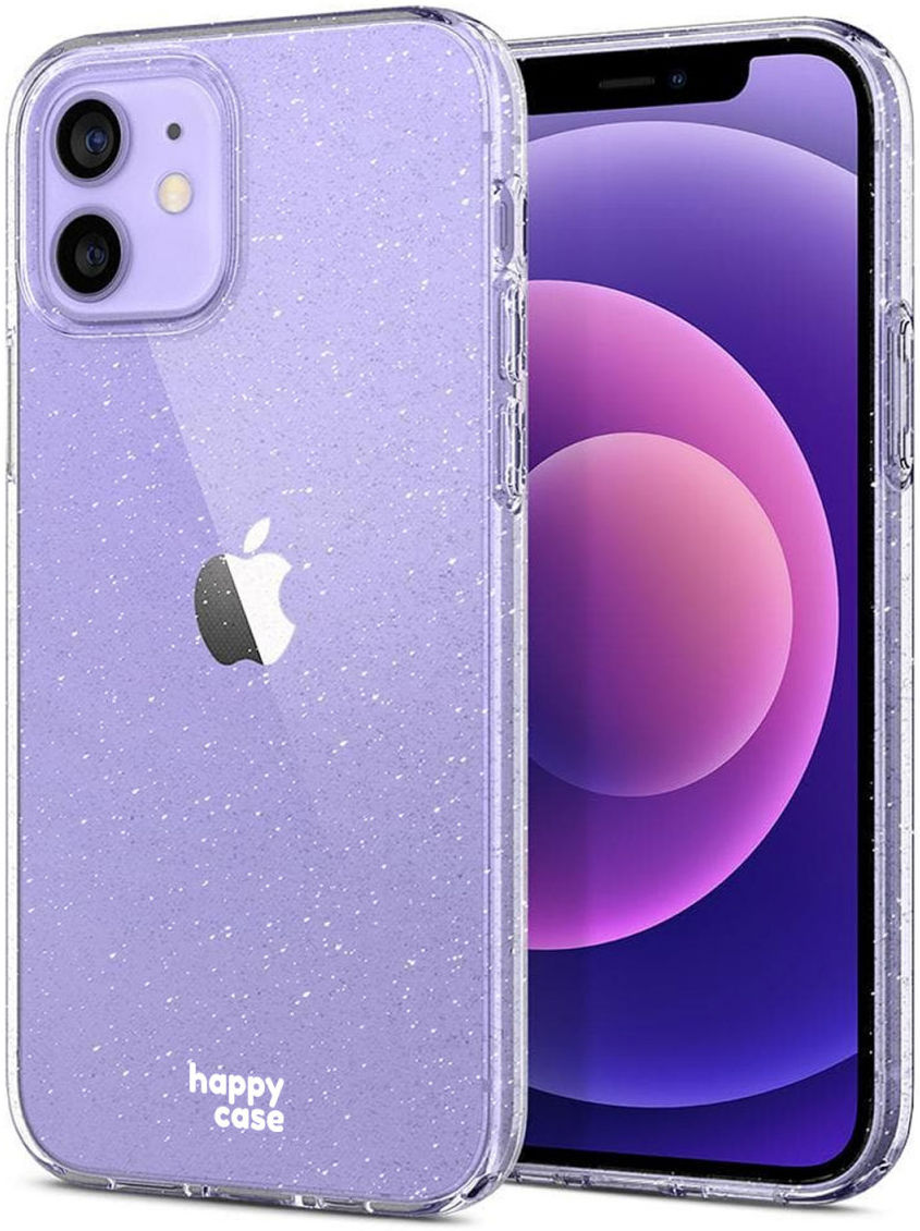 HappyCase Apple iPhone 12 / 12 Pro Hoesje Flexibel TPU Glitter Print afbeelding 2