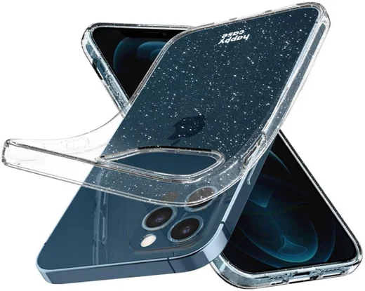 HappyCase Apple iPhone 12 / 12 Pro Hoesje Flexibel TPU Glitter Print afbeelding 4